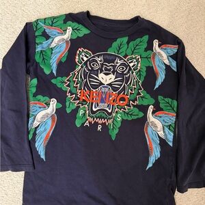 Kenzo Kids Dark Blue Jungle Tiger Long Sleeve Tee